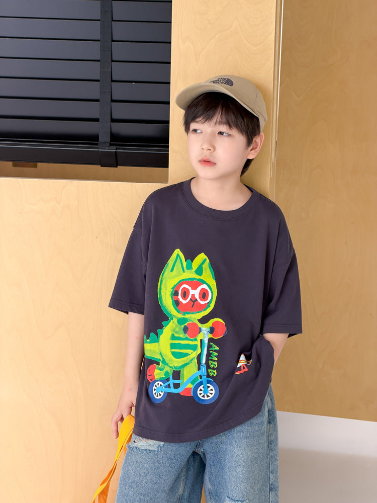 【100-170cm】卡通涼感寬鬆全棉T