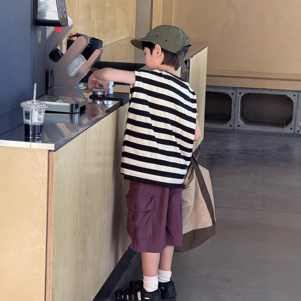 【90-170cm】(5色)耐穿舒適涼爽寬鬆口袋工裝短褲