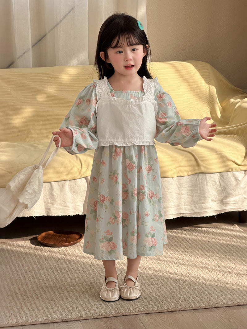 【90-140cm】罩衫吊帶棉布連身裙