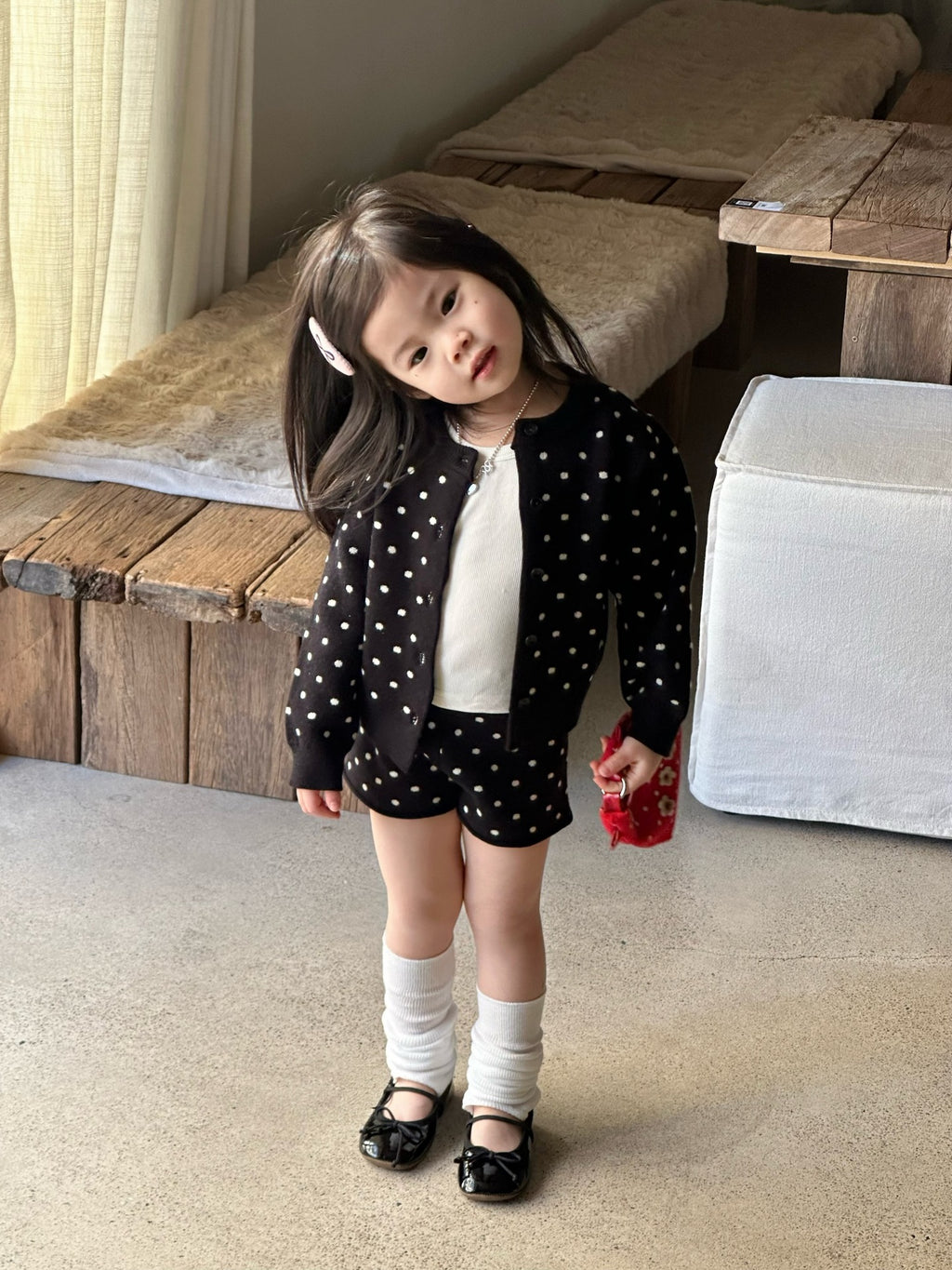 【90-140cm】波點毛衣套裝