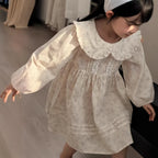 【90-140cm】小清新蕾絲娃娃領棉布碎花洋裝