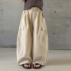 【100-170cm】3色-輕薄寬鬆口袋工裝休閒褲