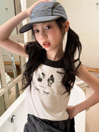 【100-160cm】KT美樂蒂假兩件背心