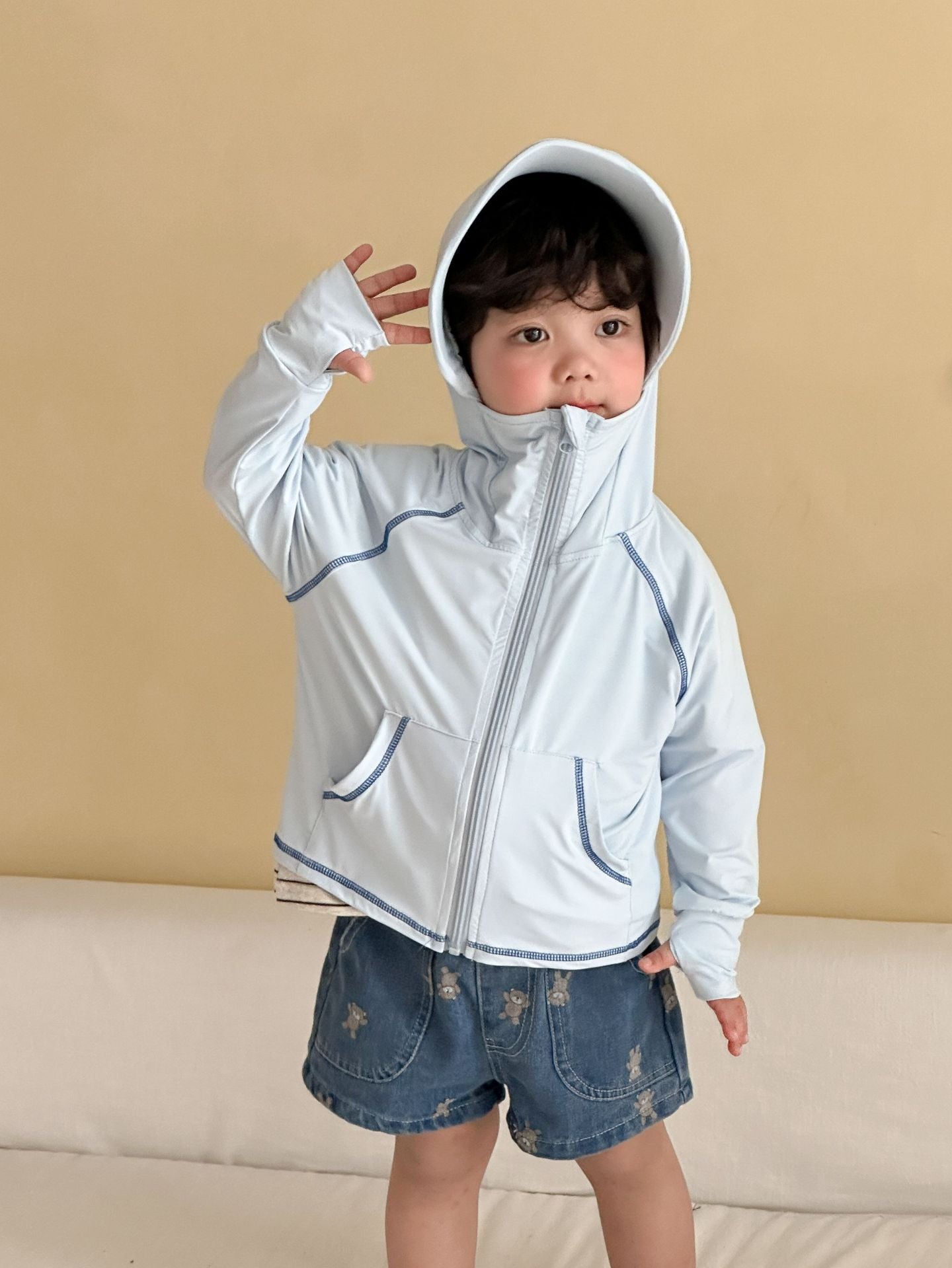 【80-150cm】冰絲連帽防曬外套