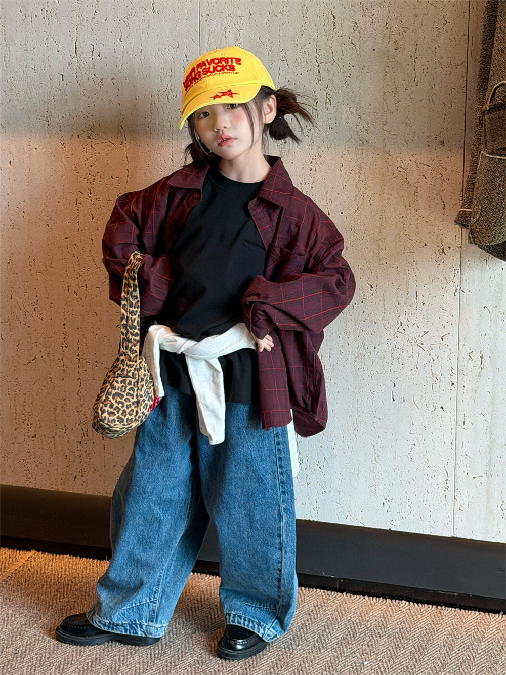 【90-160cm】街頭水洗牛仔彎刀褲
