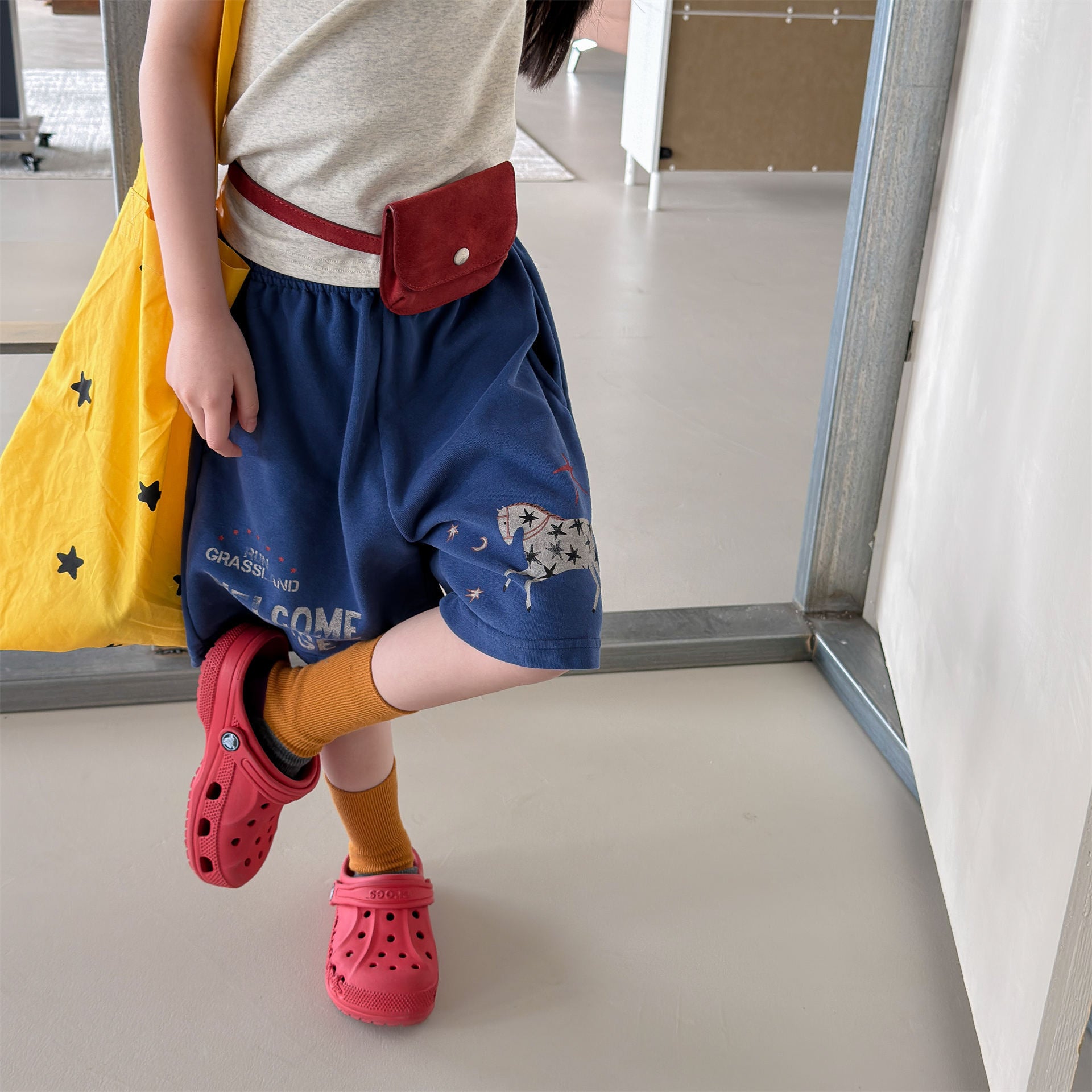 【80-130cm】韓系百搭印花休閒短褲