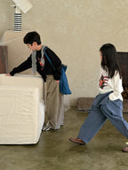 【100-160cm】字母圓領休閒寬鬆T