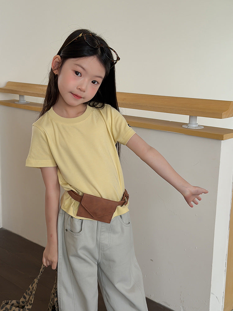 【100-170cm】袖口個性細節貼標T