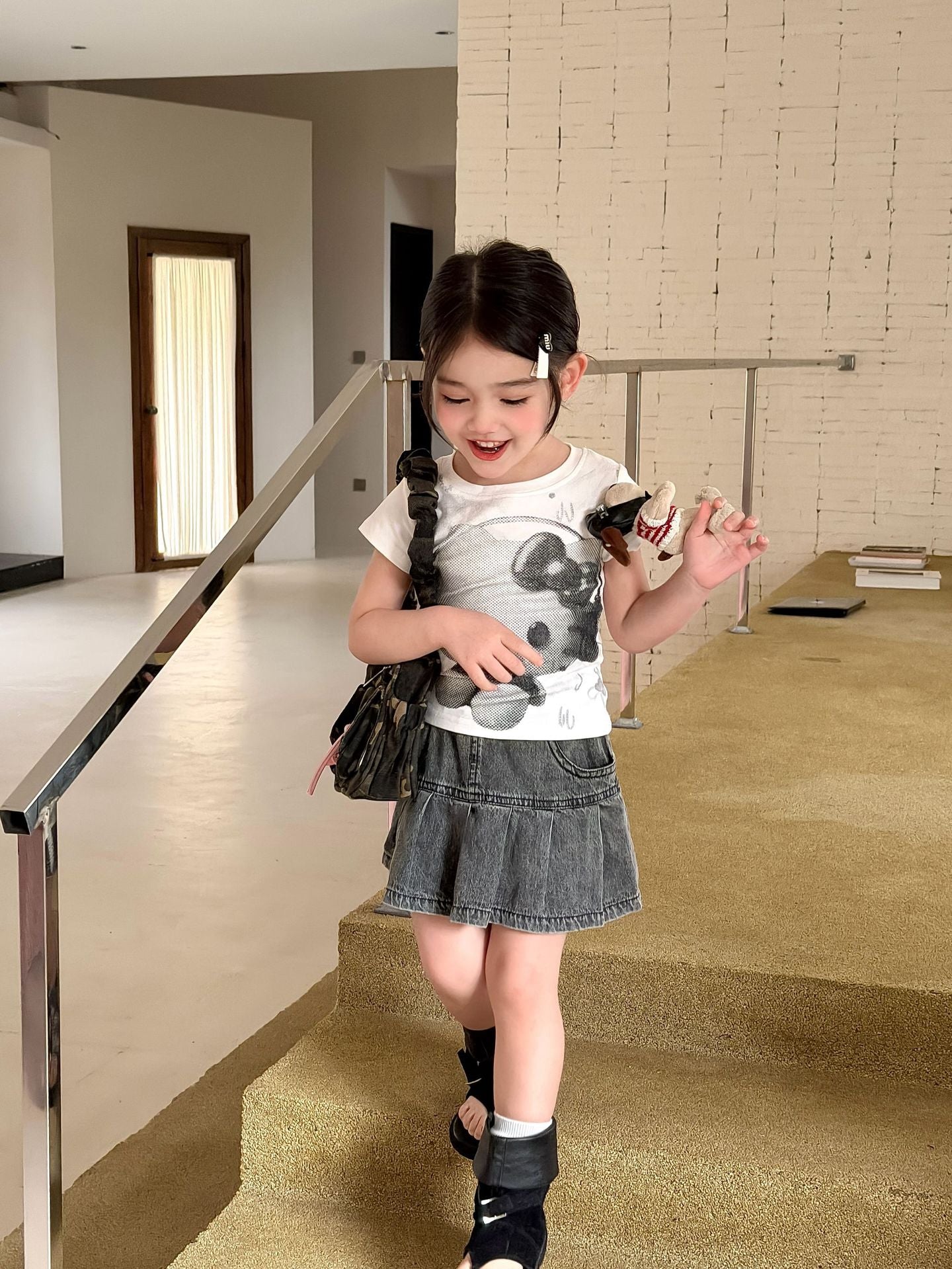 【90-150cm】美式甜酷辣妹KT印花T