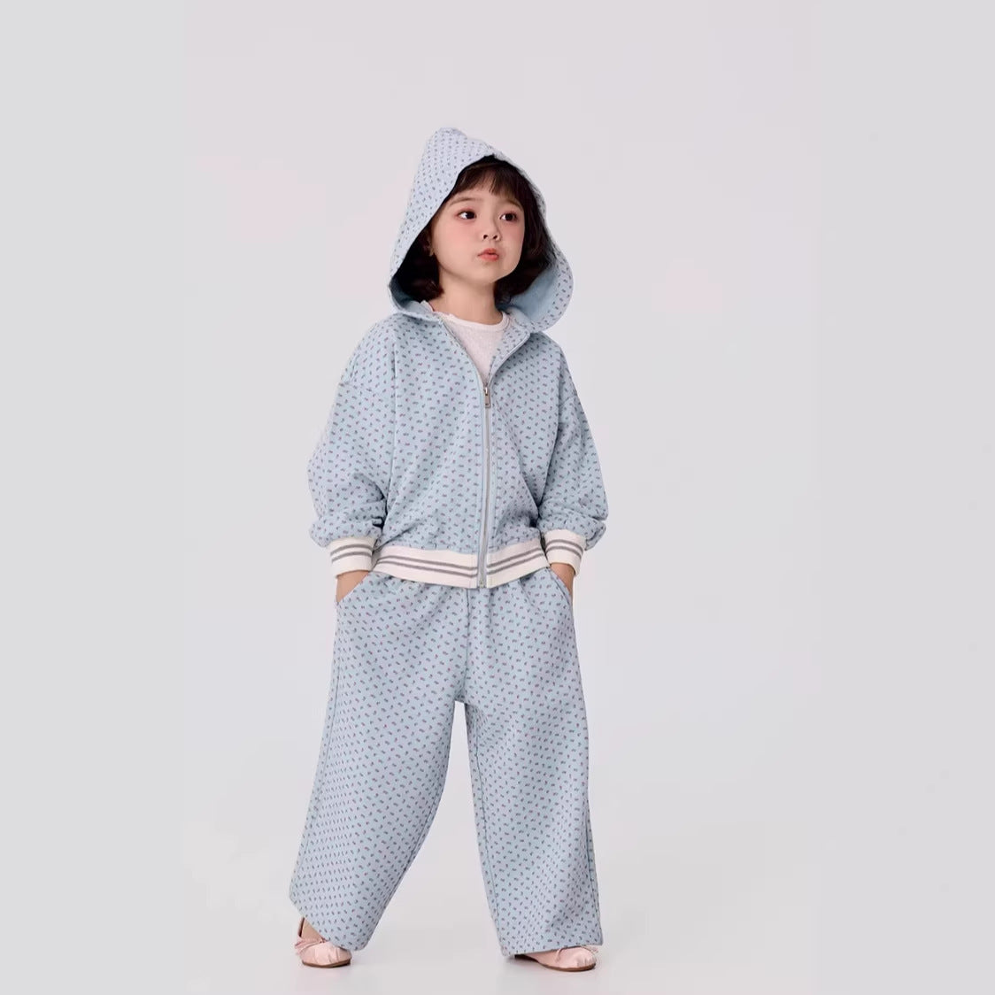 【90-150cm】連帽碎花套裝