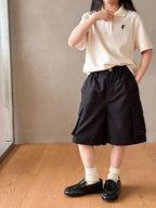 【100-170cm】休閒寬鬆工裝口袋五分褲