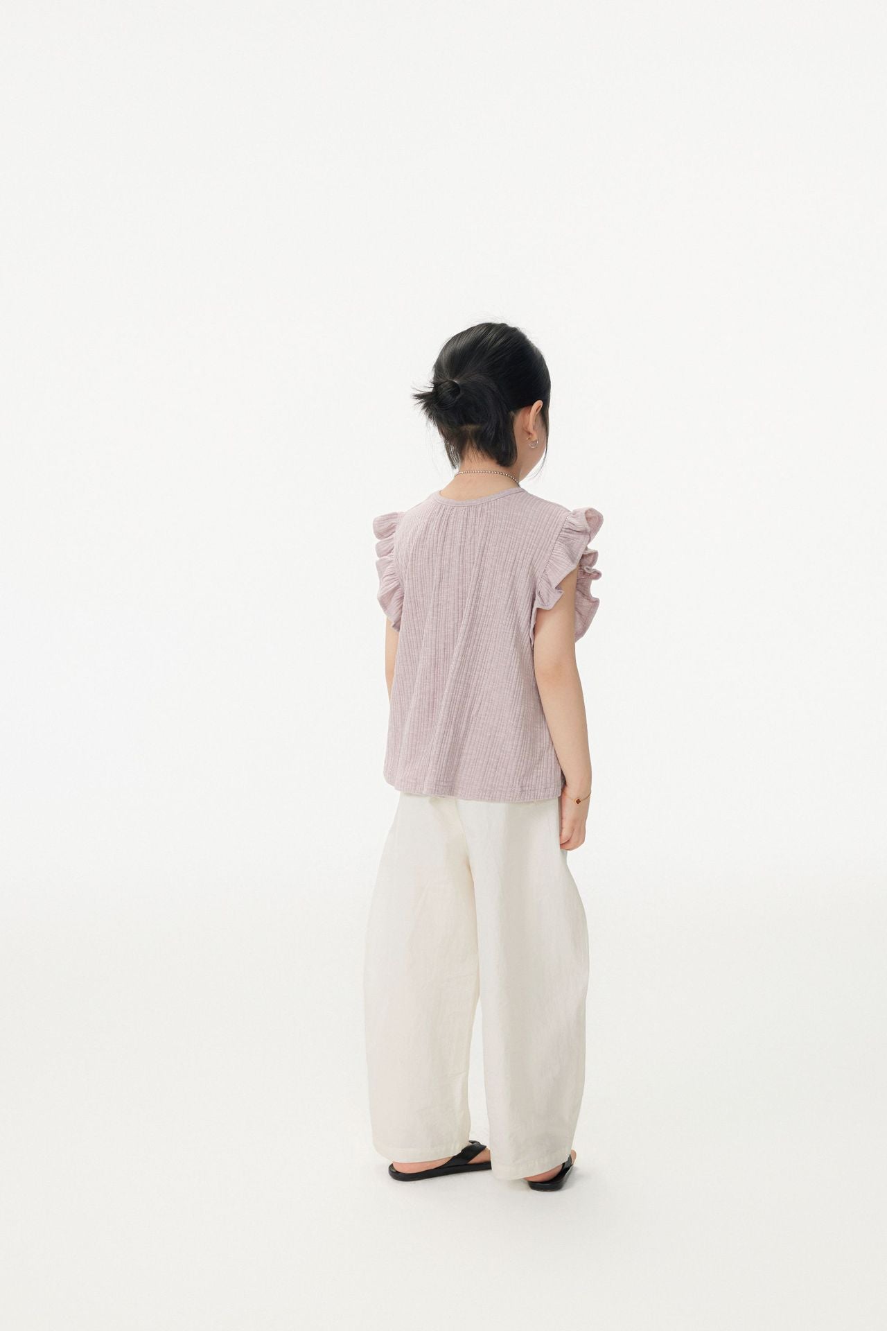 【90-150cm / F】【親子裝】日系竹節坑條小飛袖娃娃衫