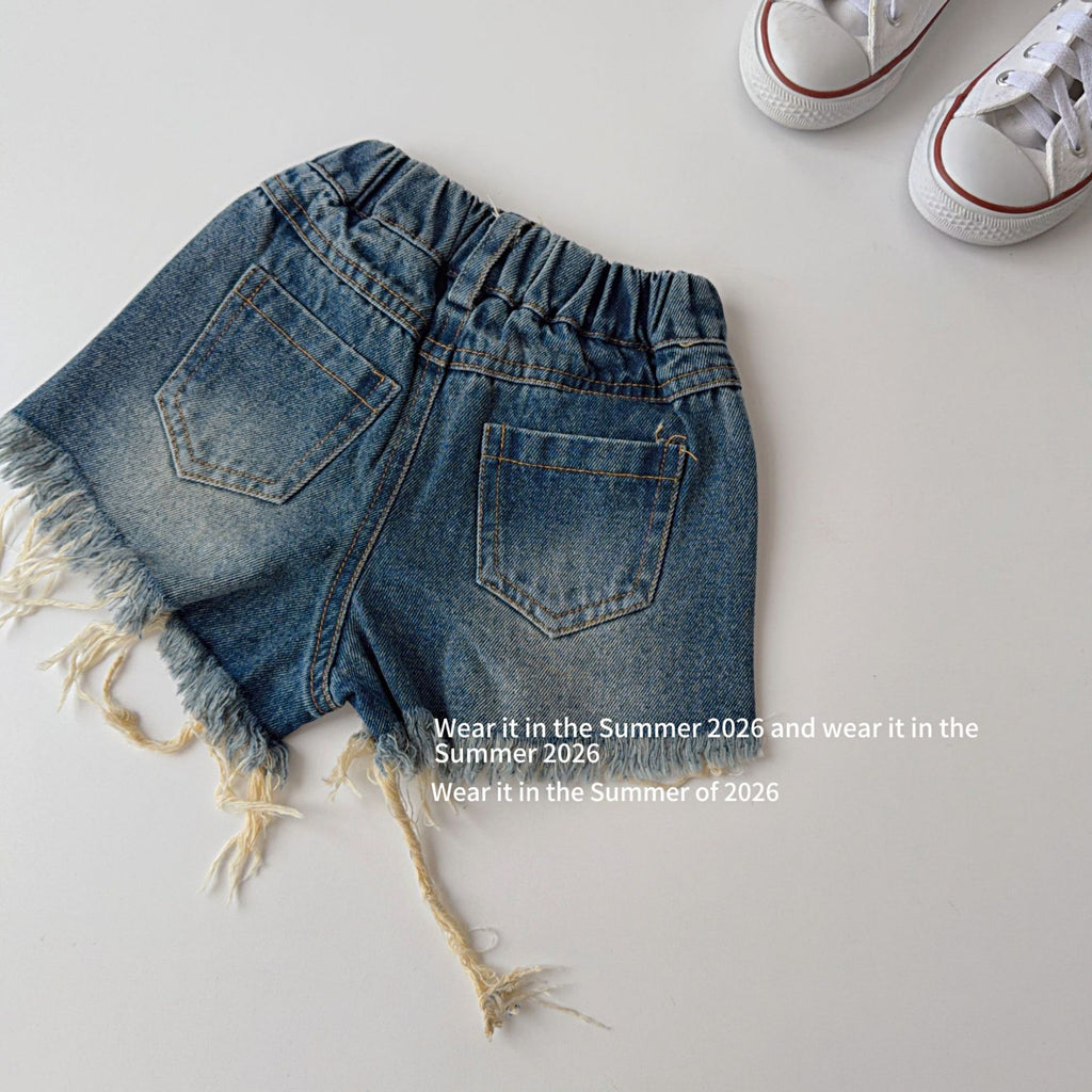 【90-150cm】y2k 復古破洞磨毛短褲