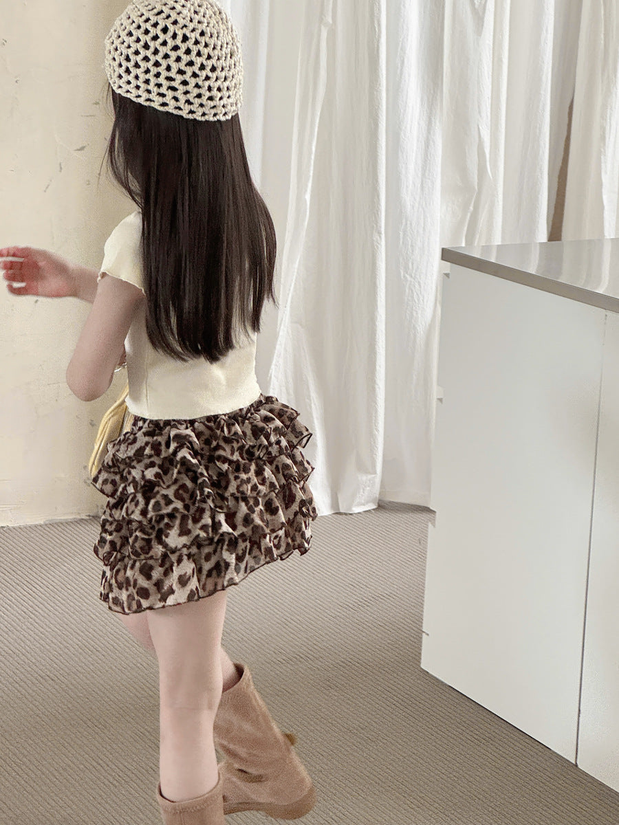 【100-150cm】美式辣妹復古印花木耳邊T