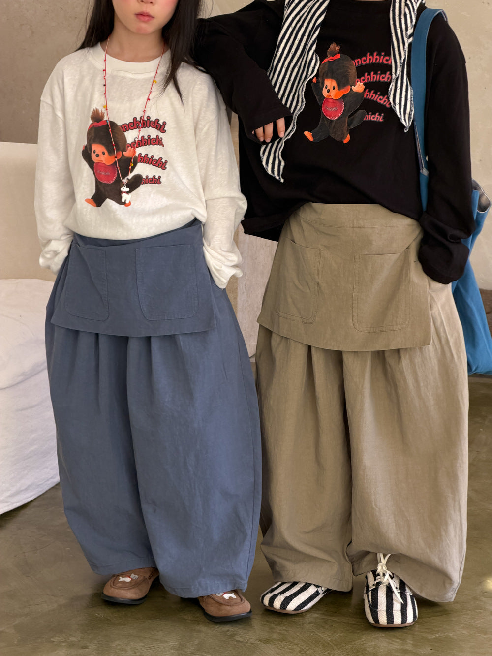 【100-160cm】字母圓領休閒寬鬆T