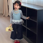 【90-140cm】韓版打底衫吊帶套裝