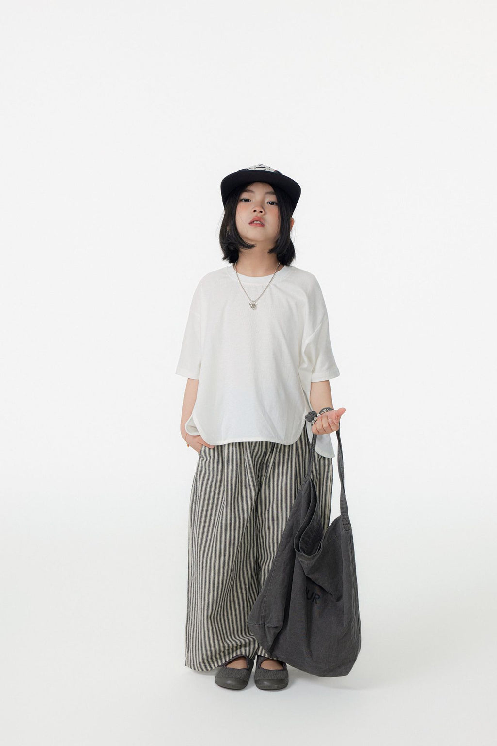 【90-150cm / M.L】【親子裝】日系前擺圓弧寬版短袖
