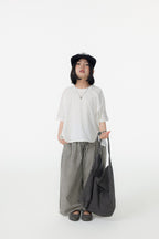 【90-150cm / M.L】【親子裝】日系前擺圓弧寬版短袖