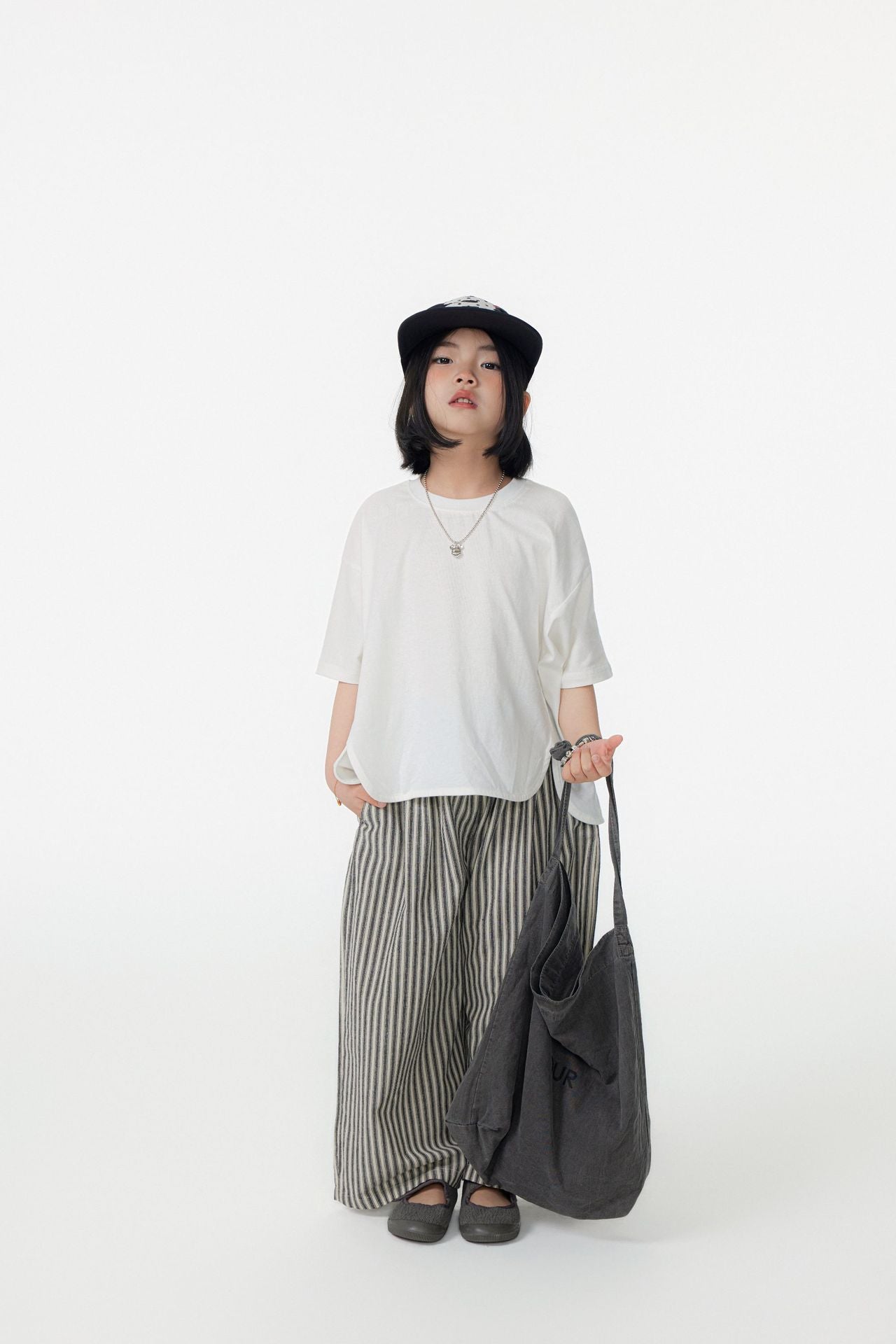 【90-150cm / M.L】【親子裝】日系前擺圓弧寬版短袖