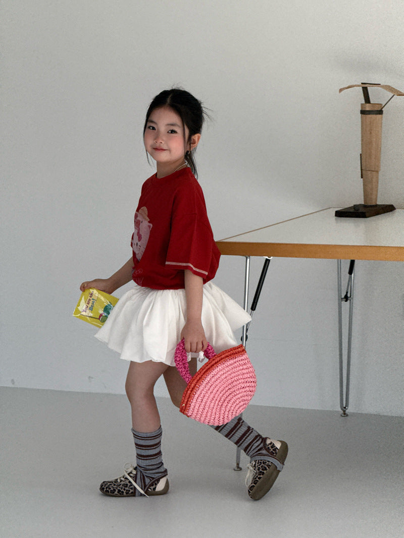 【120-160cm】雲朵蓬蓬感花苞 鬆緊腰燈籠裙