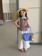 【100-160cm】韓版蝴蝶結條紋背心