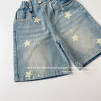 【90-150cm】復古星星印花牛仔五分中長褲