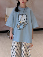 【現貨-褲140cm | 100-160cm】kitty休閒圓領上衣 | 波點褲