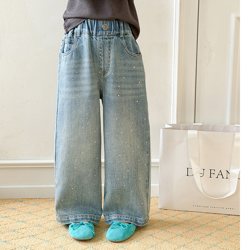 【100-170cm】blingbling亮晶燙鑽牛仔褲