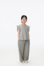【90-150cm / F】【親子裝】日系竹節坑條小飛袖娃娃衫