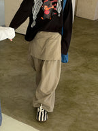 【100-160cm】純色寬鬆慵懶風直筒褲