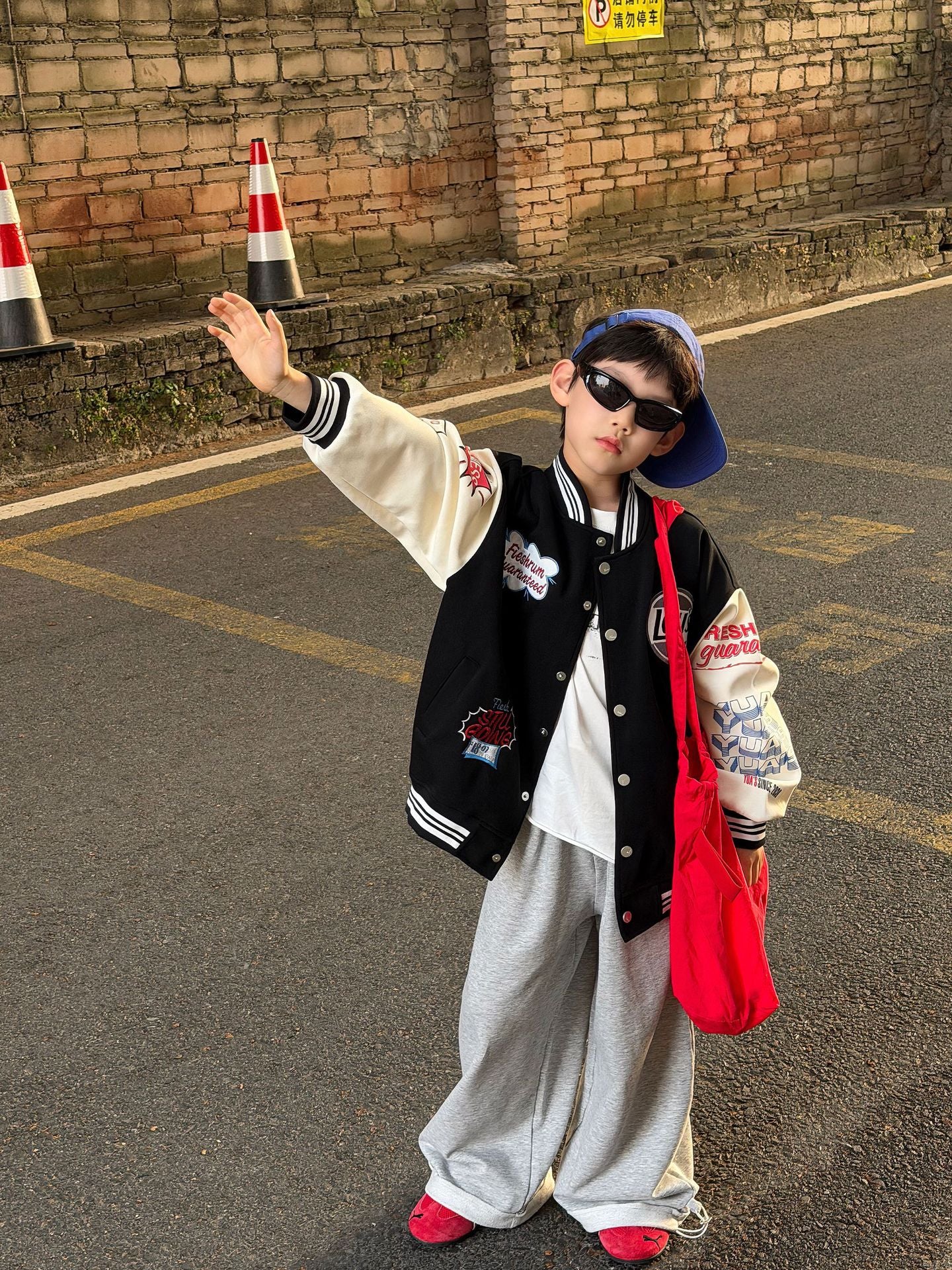 【90-160cm】美式個性寬鬆撞色棒球外套