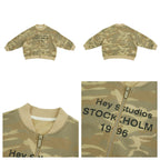 【90-150cm】迷彩條紋字母針織棒球外套