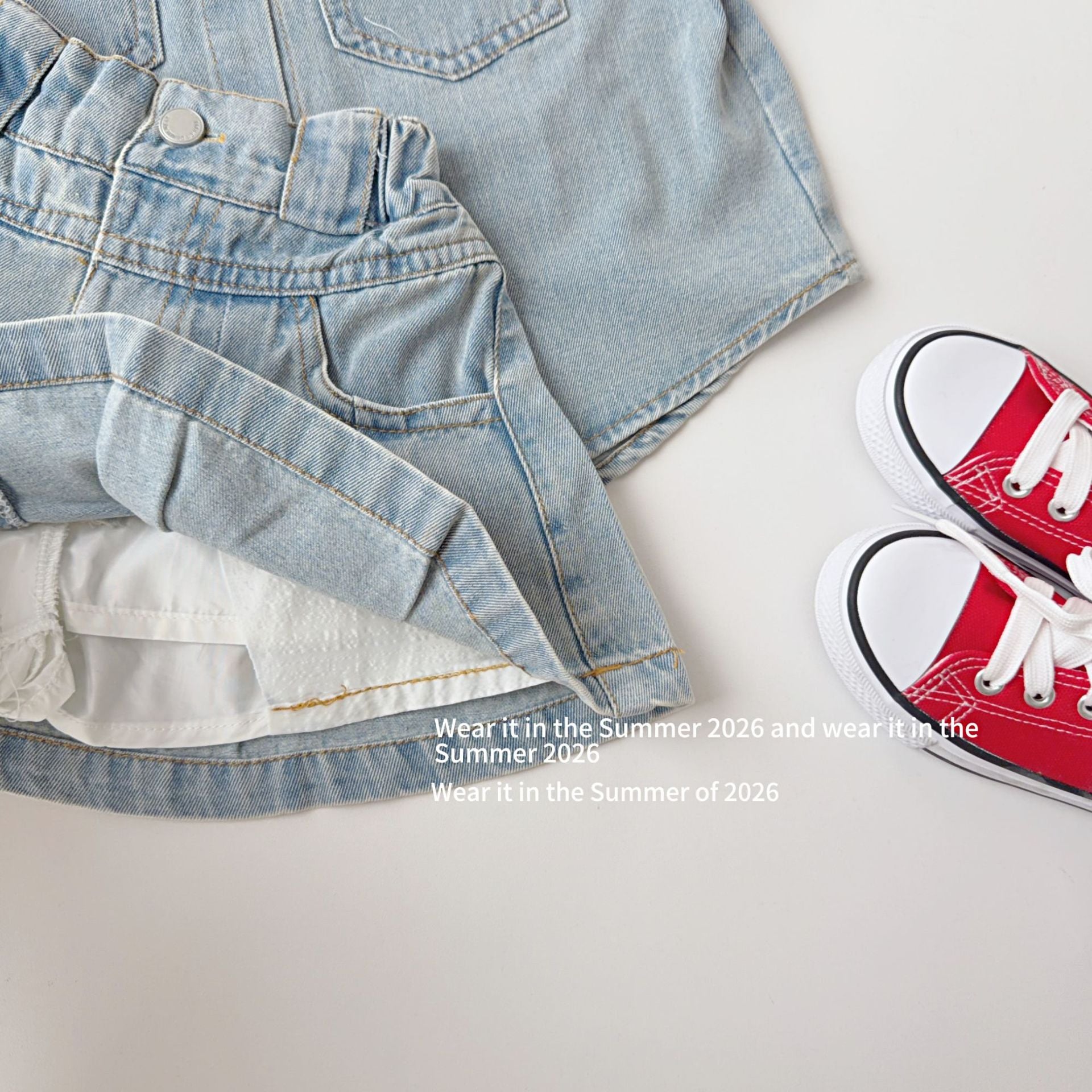 【90-150cm】牛仔短裙褲套裝