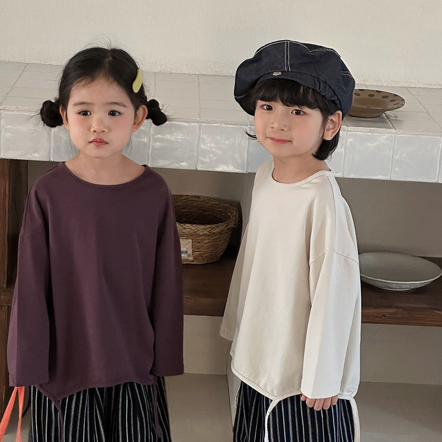 【80-140cm】寬鬆飄帶打底衫