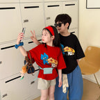 【100-160cm】韓版卡通pizza印花短袖