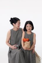 【90-150cm / M.L】【親子裝】日系大小格子拼接無袖連身裙