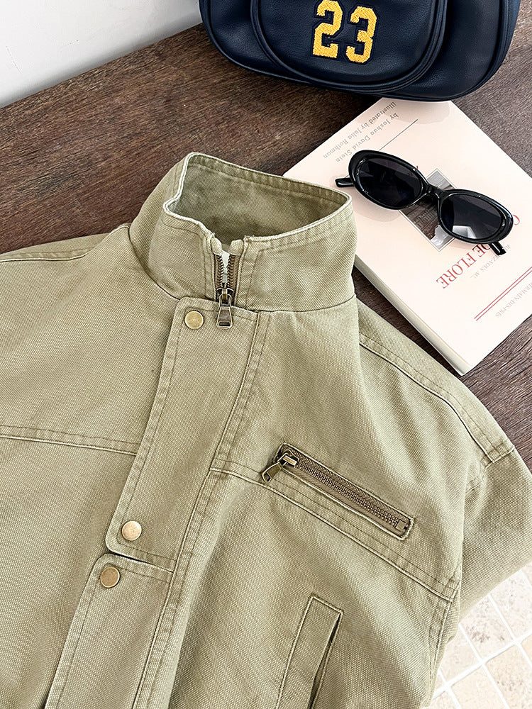 【現貨 160cm】韓版帥氣工裝機車夾克