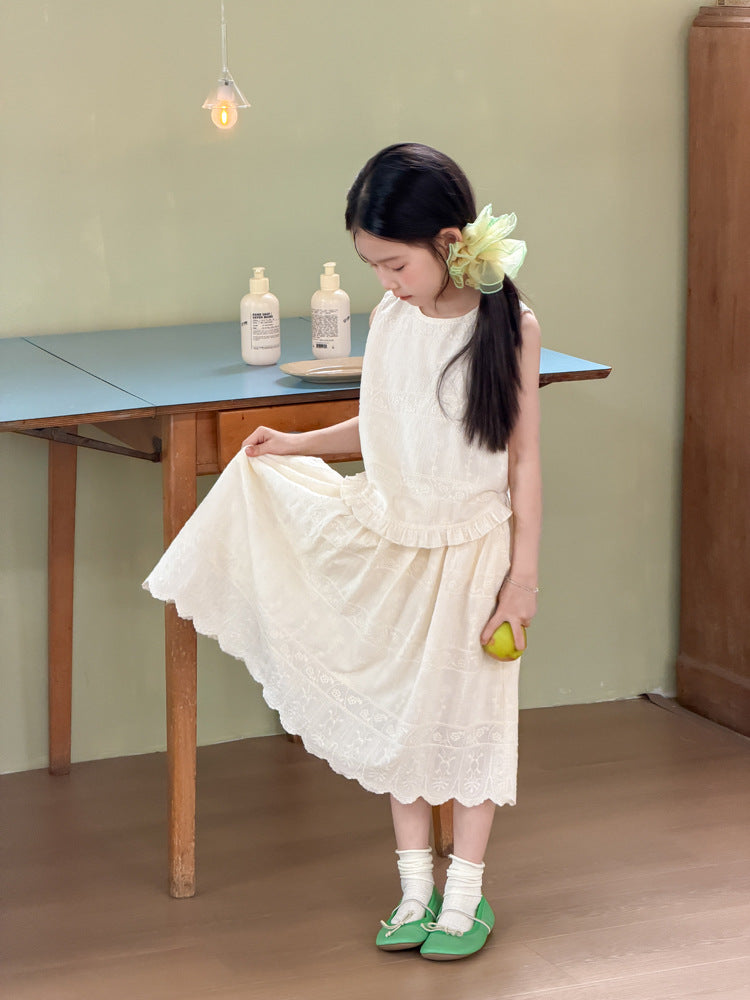 【100-170cm】療癒系奶白花刺繡套裝