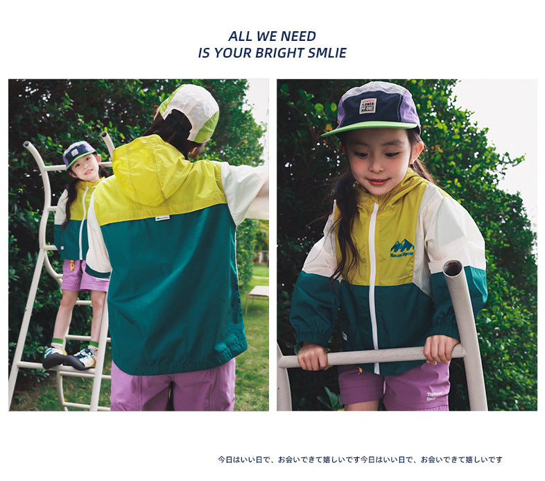 【110-170cm / M.L】【親子裝】輕薄透氣撞色戶外防曬外套