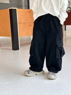 【100-170cm】水洗全棉帥氣口袋工裝褲
