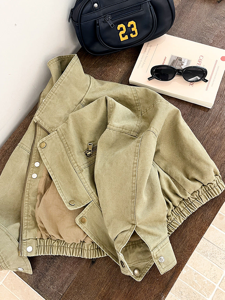 【現貨 160cm】韓版帥氣工裝機車夾克