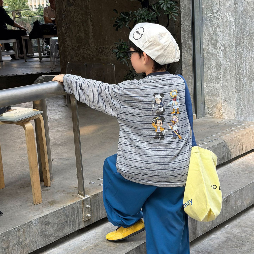 【90-160cm】韓版卡通條紋T