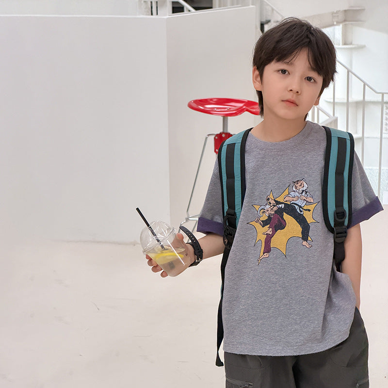 【100-170cm】(3色)全棉時髦雙色織卡通T