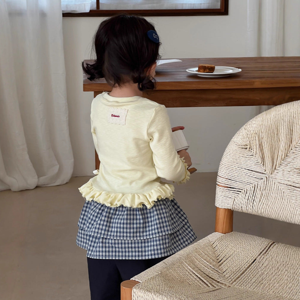 【90-140cm】꒰2色꒱花邊貼標打底衣