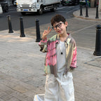 【90-160cm】韓版撞色花慵懶風防曬襯衫