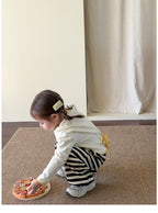 【73-110cm】星星連帽長袖 | 黃色針織開衫 | 條紋束腳褲