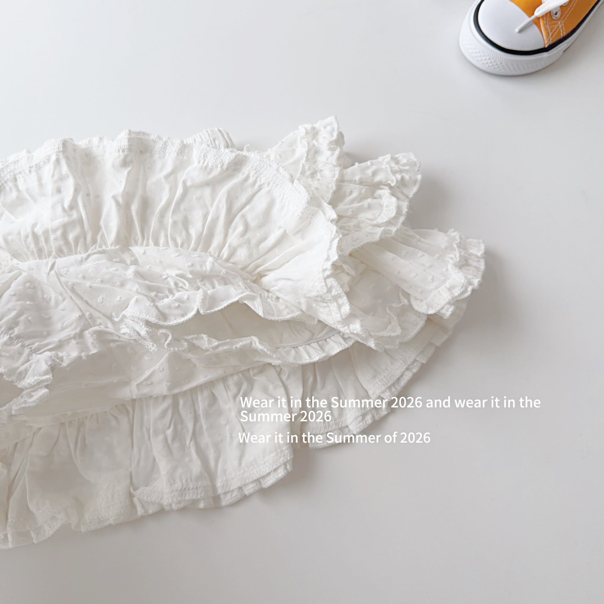 【90-150cm】多層褶皺木耳花邊褲裙