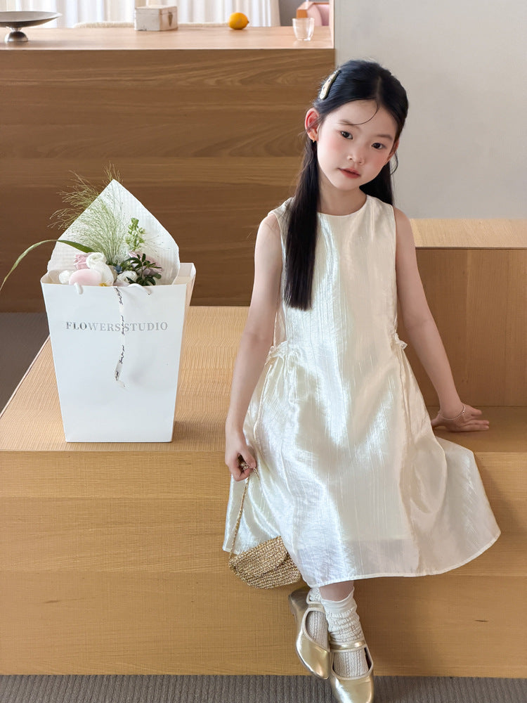 【100-170cm】搭配柔光濾鏡的仙氣奶油珠光背心裙