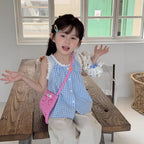 【90-140cm】格子蕾絲拼接背心