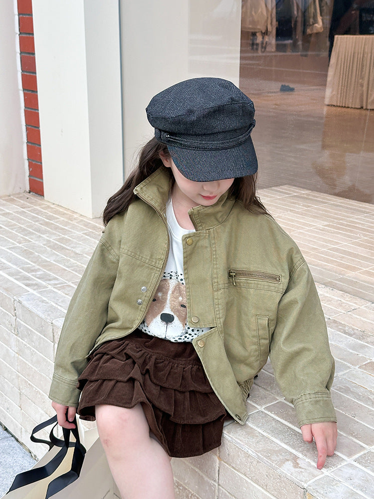 【現貨 160cm】韓版帥氣工裝機車夾克